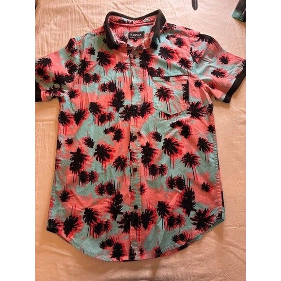 Ransak Men Hawaiian Miami Vice Short Sleeve Palm Trees Shirt Size Small - Picture 1 of 5